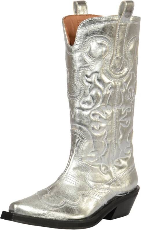 Ganni Cowboy Boots Gray Dames