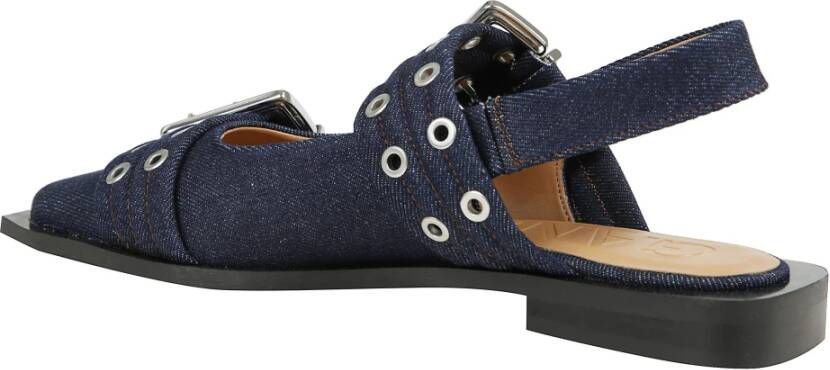 Ganni Denim Gesp Ballerina Schoenen