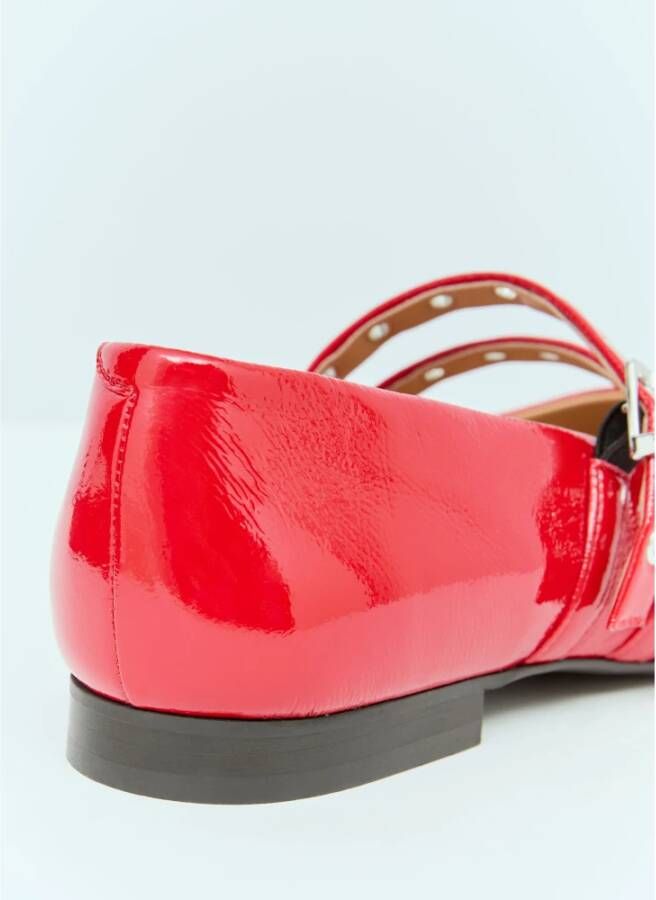 Ganni Eyelet Ballerina Flats Red Dames