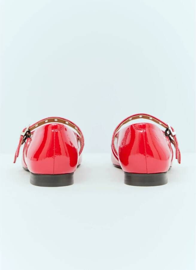 Ganni Eyelet Ballerina Flats Red Dames