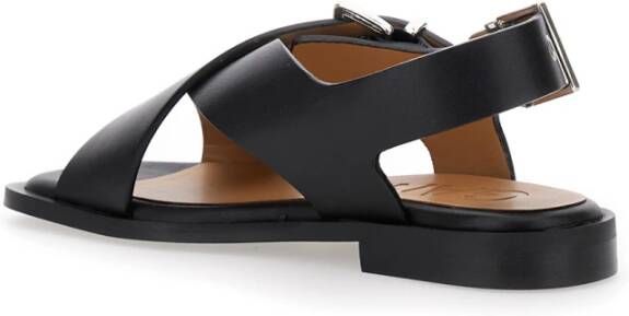 Ganni Flat Sandals Black Dames