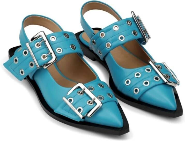 Ganni Flat Sandals Blue Dames