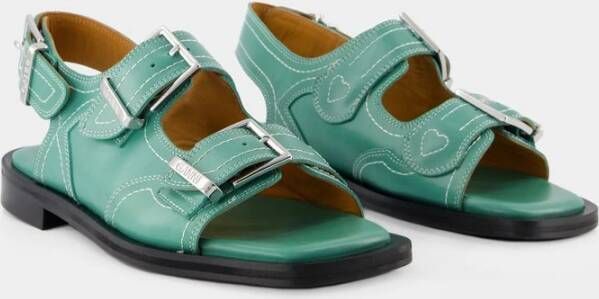 Ganni Flat Sandals Groen Dames