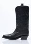 Ganni Zwarte Geborduurde Western Mid-Calf Laarzen Black Dames - Thumbnail 8