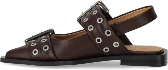 Ganni Buckle Ballerina`s Brown Dames