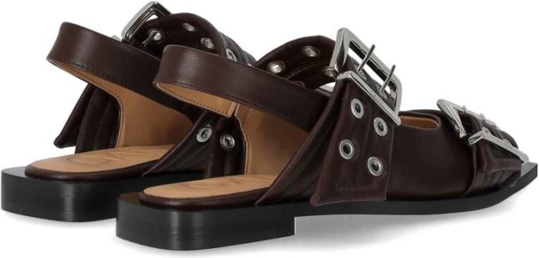 Ganni Buckle Ballerina`s Brown Dames