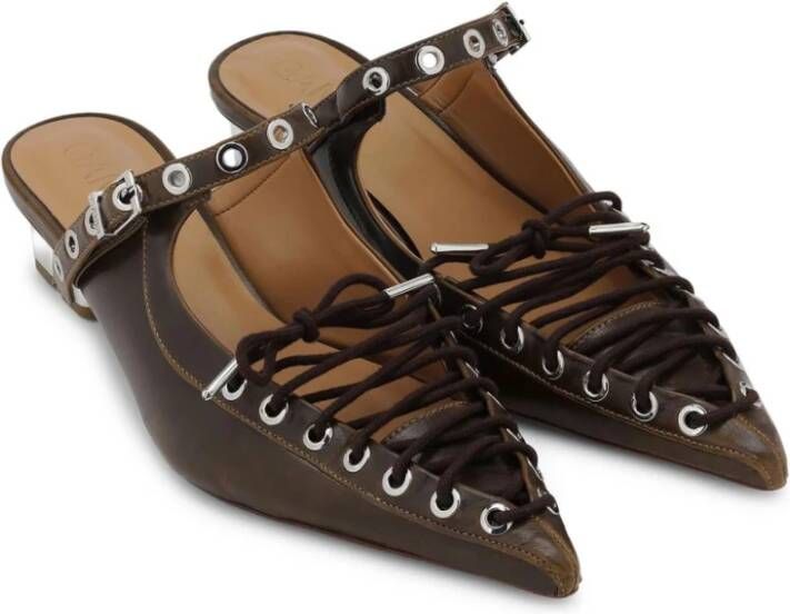 Ganni Groene Sandalen voor Vrouwen Ss25