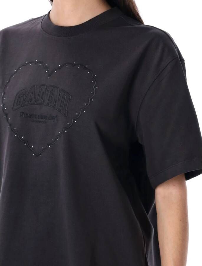 Ganni Hart T-shirt met geborduurde boodschap