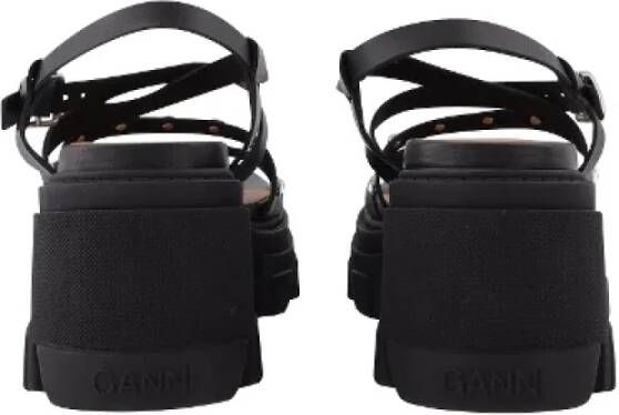 Ganni Leather sandals Black Dames