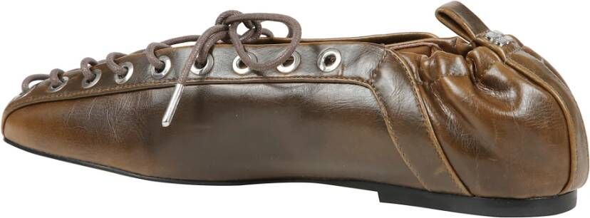 Ganni Leren Lace Up Ballerina Schoenen