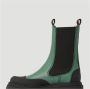 Ganni Leren Mid Calf Chelsea Laarzen Green Dames - Thumbnail 3