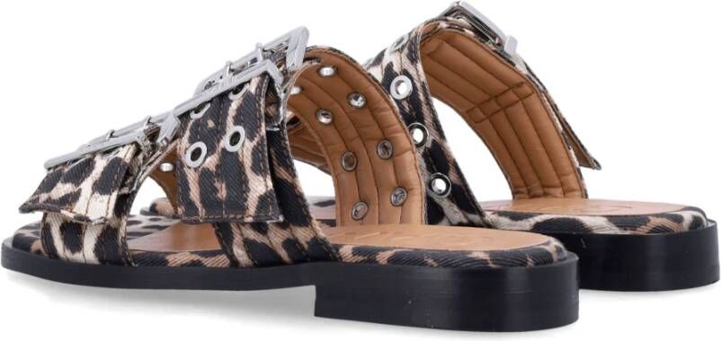 Ganni Luipaard Twee-band Sandalen