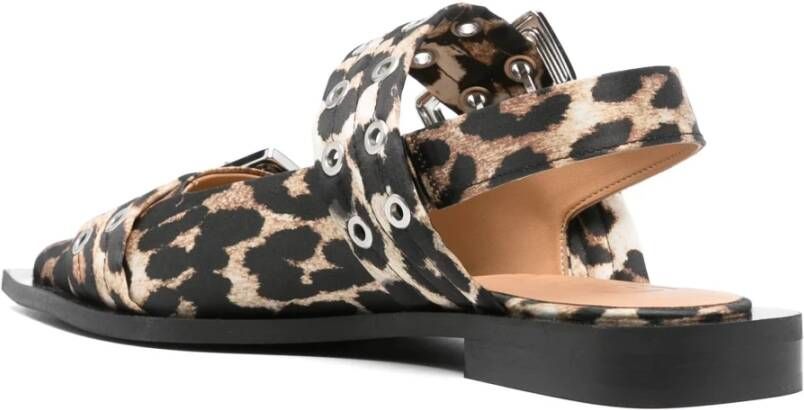 Ganni Luipaardprint Gesp Ballerina Schoenen