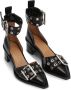 Ganni Chunky Buckle Open Cut Vegan Leren Pumps Black Dames - Thumbnail 6