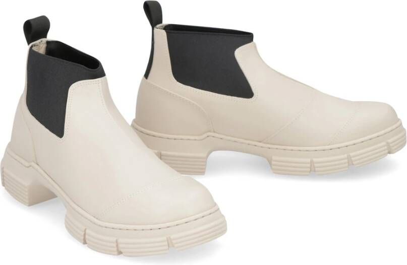 Ganni Rubberen laarzen met elastische inzetstukken Beige Dames