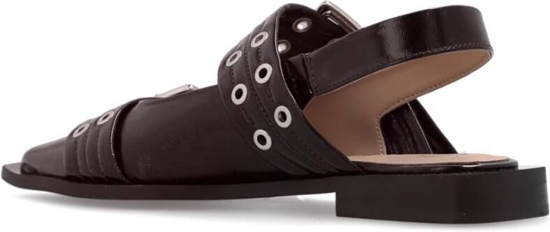 Ganni Ballerina`s met gespen Brown Dames