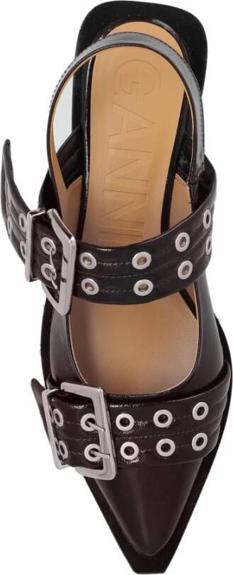 Ganni Ballerina`s met gespen Brown Dames