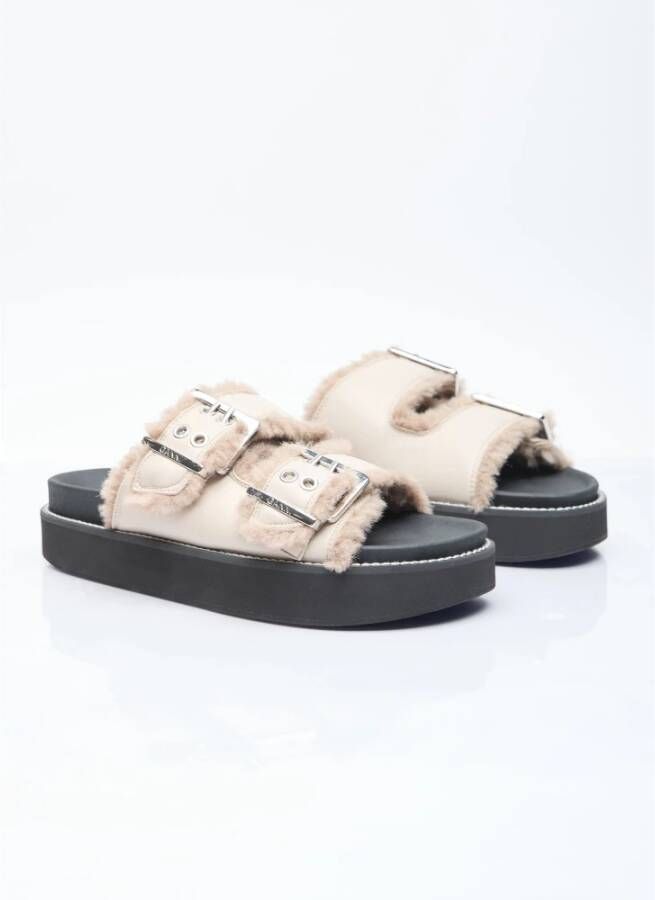 Ganni Sliders Beige Dames