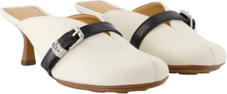 Ganni Witte Leren Sandalen met Hak