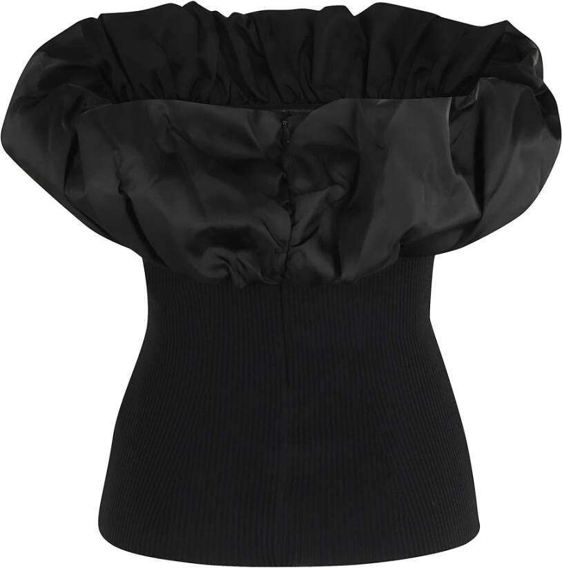 Ganni Zwart Melange Gebreide Boothals Top