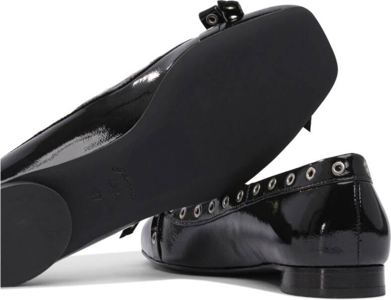 Ganni Zwarte Ballerina Schoenen met Oogje Strik