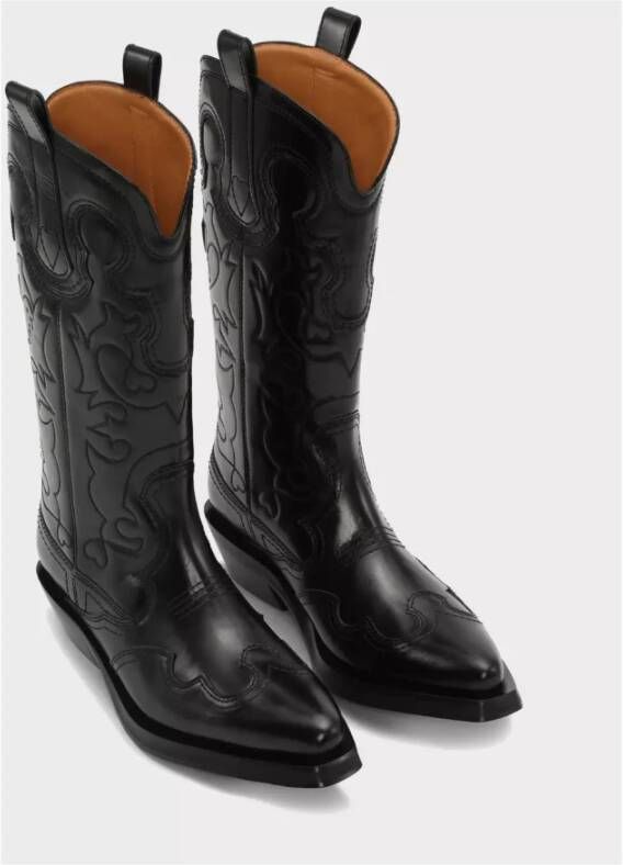 Ganni Zwarte Cowboy Laarzen met Stiksels