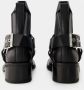 Ganni Zwarte Leren Chelsea Biker Enkellaarzen Black Dames - Thumbnail 3