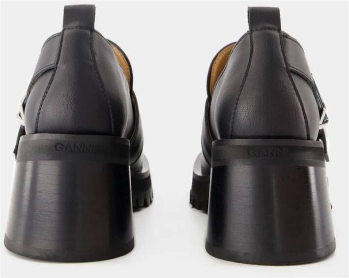 Ganni Zwarte Leren Vrouwelijke Loafers