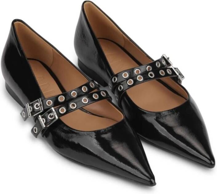 Ganni Zwarte platte schoenen Black Dames