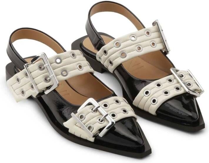 Ganni Zwarte platte schoenen Black Dames