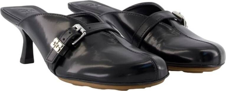 Ganni Zwarte sandalen met hak Leer Instapper
