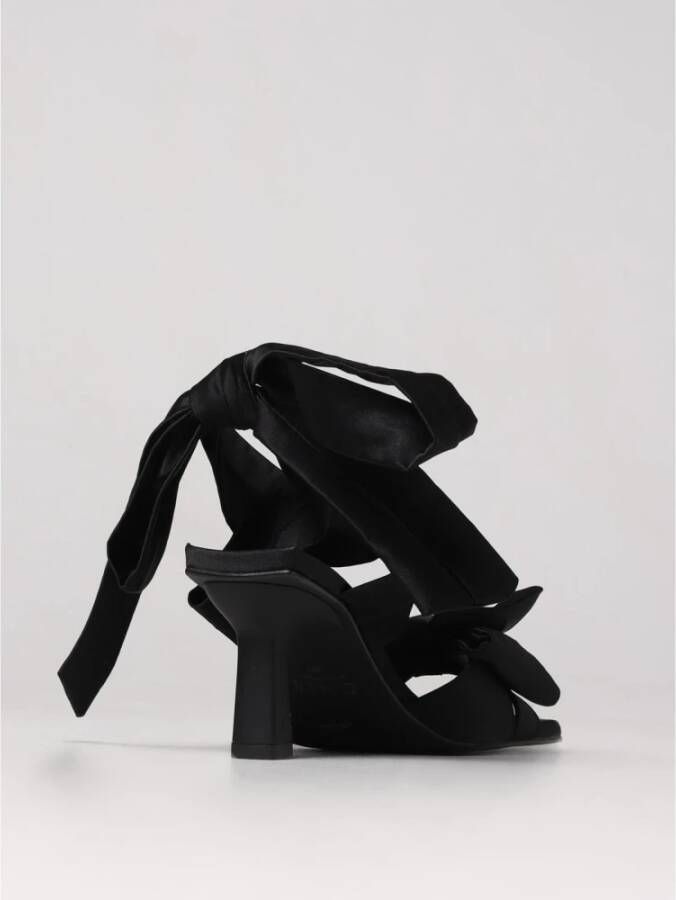 Ganni Zwarte Satijnen Strik Sandalen met Hak