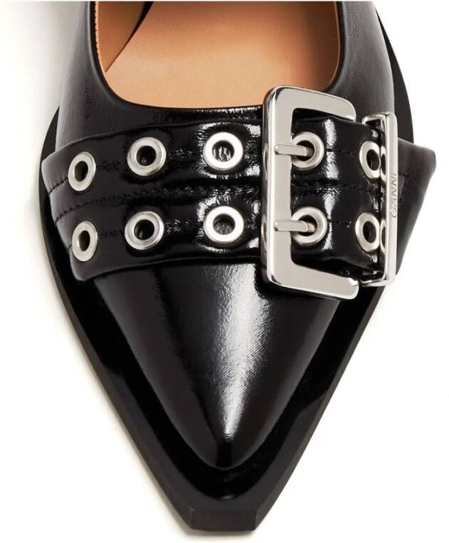 Ganni Zwarte Slingback Puntige Neus Blokhakken