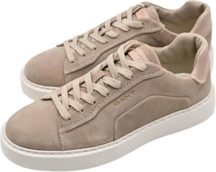 Gant Taupe Cow Suede Sneakers Gray Heren