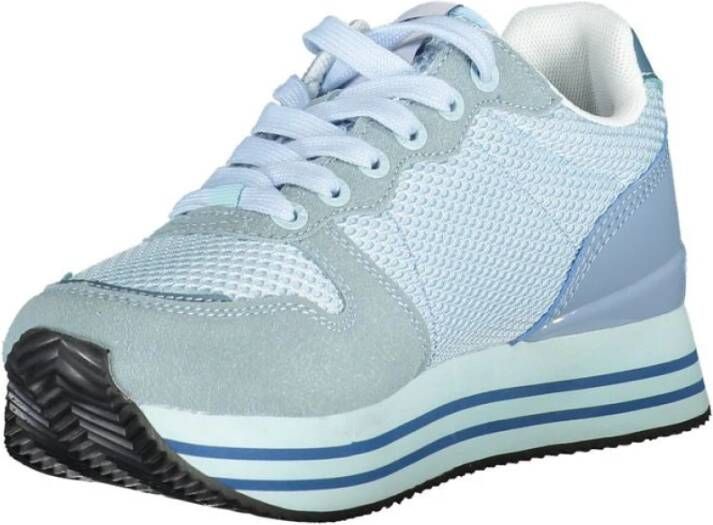GAS Blauwe Polyester Sneakers met Veters Contrastdetails Logo Blue Dames