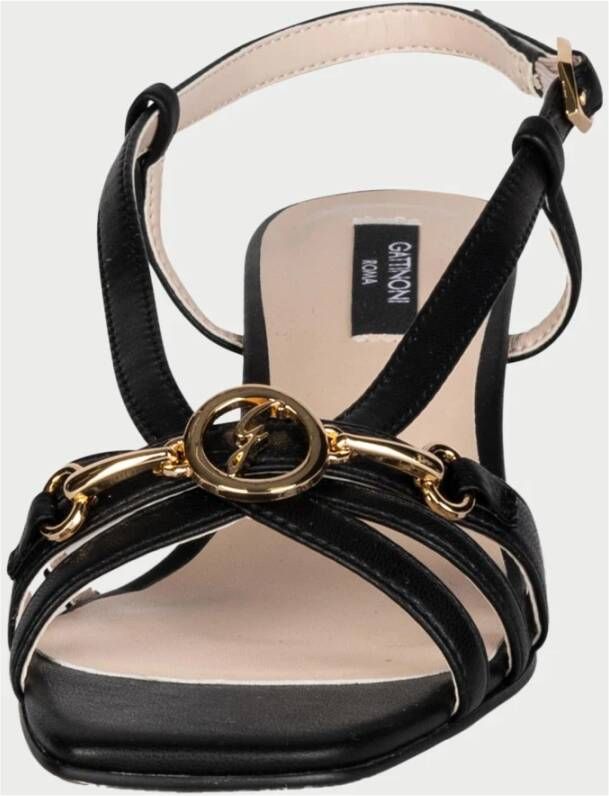 Gattinoni Zwarte Sandalen met Bandjes en Voorkant Weven