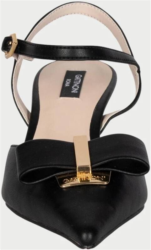 Gattinoni Zwarte sandalen met lage contrasthak