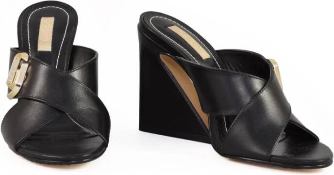 Gaudi Leren sandaal met rubberen zool Black Dames
