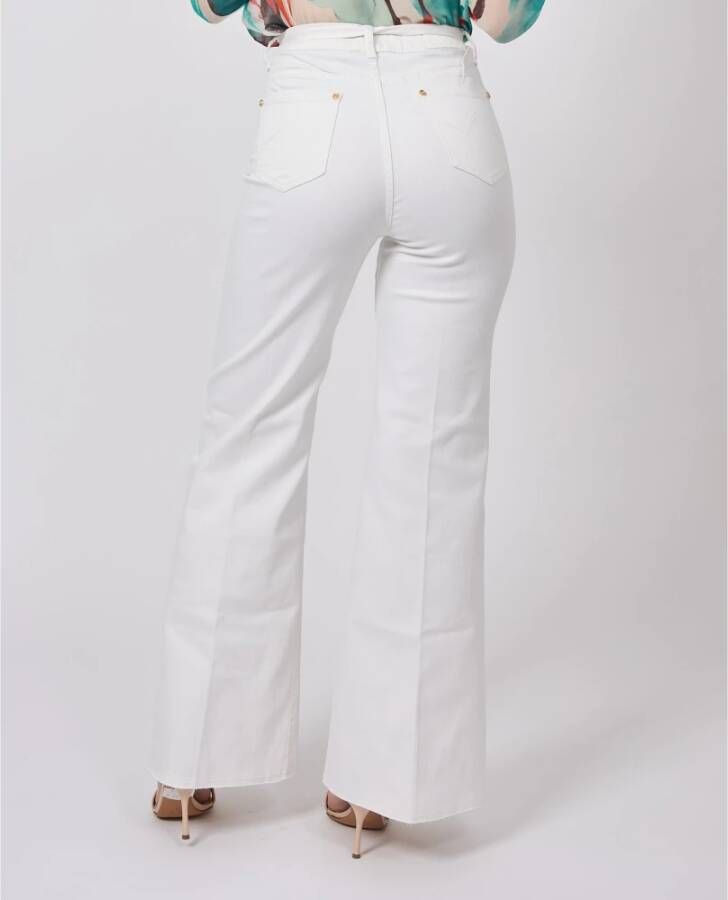 Gaudi Witte Flare Bootcut Broek met Riem