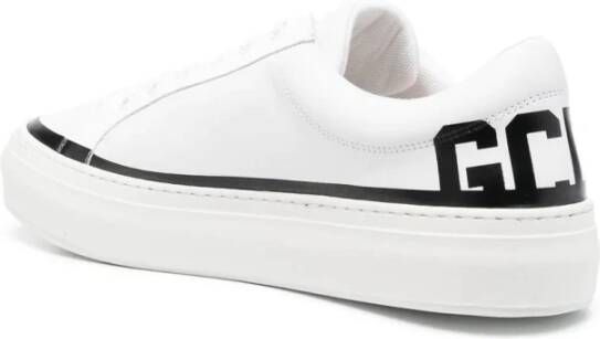 Gcds Witte Leren Logo Sneakers White Heren