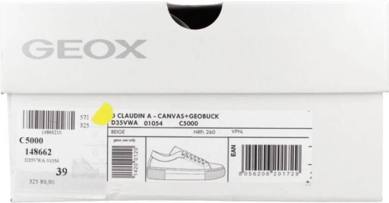 Geox Beige Canvas Sneakers met Metalen Details
