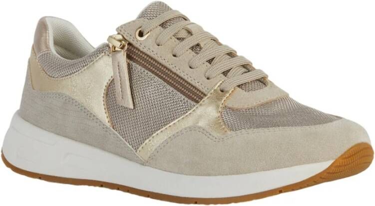 Geox Beige Casual Textiel Sneakers met 4cm Rubberen Zool Beige Dames