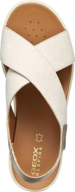Geox Beige Platte Sandalen voor Vrouwen Beige Dames