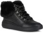 Geox Rubidia Leather Faux Fur Trim Trainers Zwart Dames - Thumbnail 4