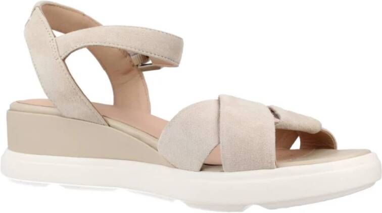 Geox Comfortabele platte sandalen voor vrouwen Beige Dames