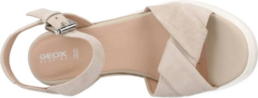 Geox Comfortabele platte sandalen voor vrouwen Beige Dames