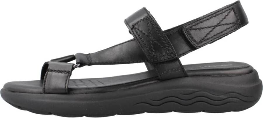 Geox Comfortabele platte sandalen voor vrouwen Black Dames