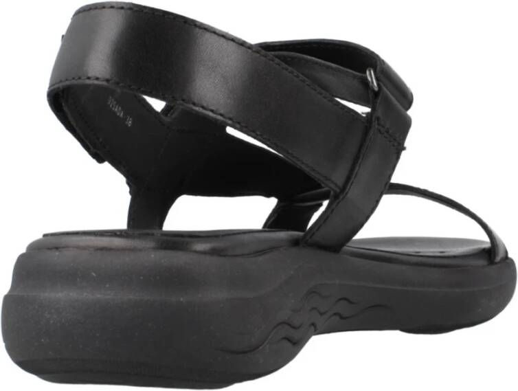 Geox Comfortabele platte sandalen voor vrouwen Black Dames