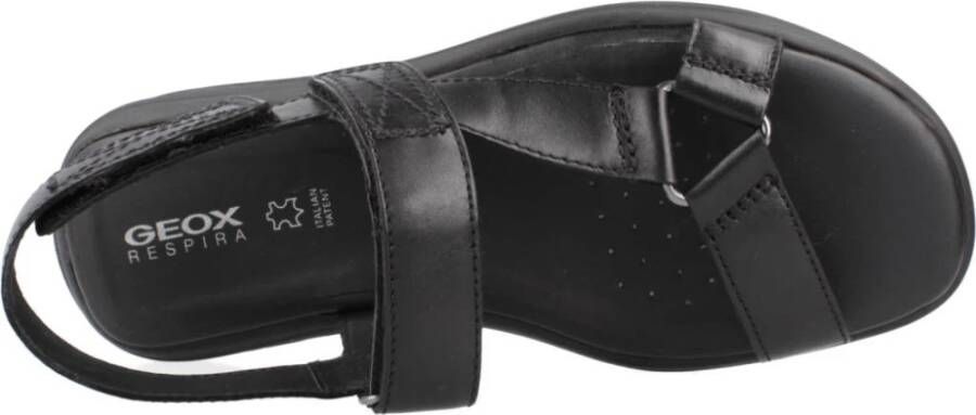 Geox Comfortabele platte sandalen voor vrouwen Black Dames