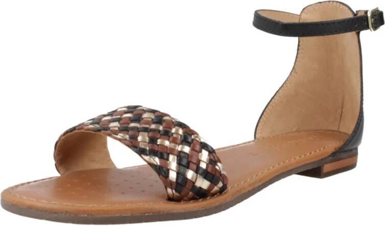 Geox Stijlvolle platte sandalen voor vrouwen Black Dames